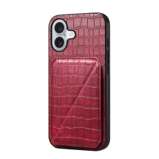 A-One Brand - iPhone 17 Mobilskal Korthållare Crocodile Textured - Rosa