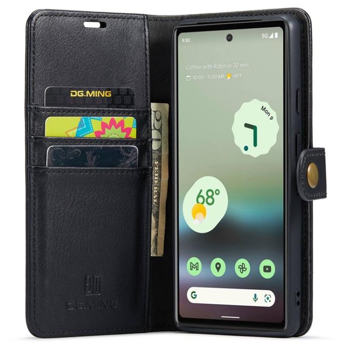 DG.MING - DG.MING Google Pixel 6a Plånboksfodral Detachable 2in1 Äkta Läder - Svart