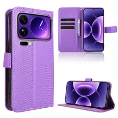 A-One Brand - Xiaomi 17 Pro Konstl&auml;der Pl&aring;nboksfodral Diamond Texture Med Rem - Lila