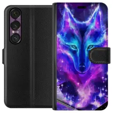 Gustaf - Pl&aring;nboksfodral till Sony Xperia 1 VII med Neon Varg