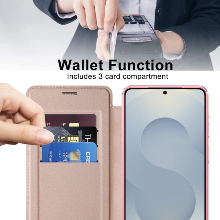OEM - Mobilskal för Samsung Galaxy S26 Magnetiskt Konstläder RFID - Rosa