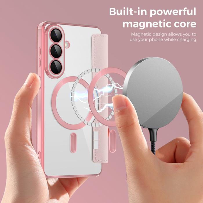 OEM - Mobilskal för Samsung Galaxy S26 Magnetiskt Konstläder RFID - Rosa