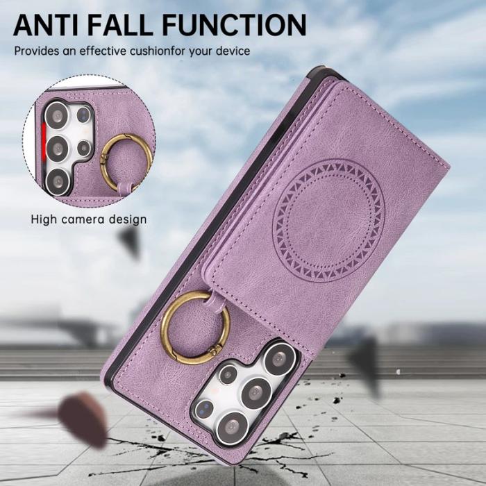 OEM - Mobilskal för Samsung Galaxy S26 Ultra Kickstand Kortfack Konstläder + TPU Lila