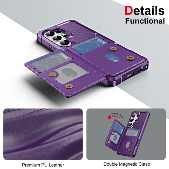 OEM - Mobilskal för Samsung Galaxy S26 Ultra Kickstand Kortfack Konstläder + TPU Lila
