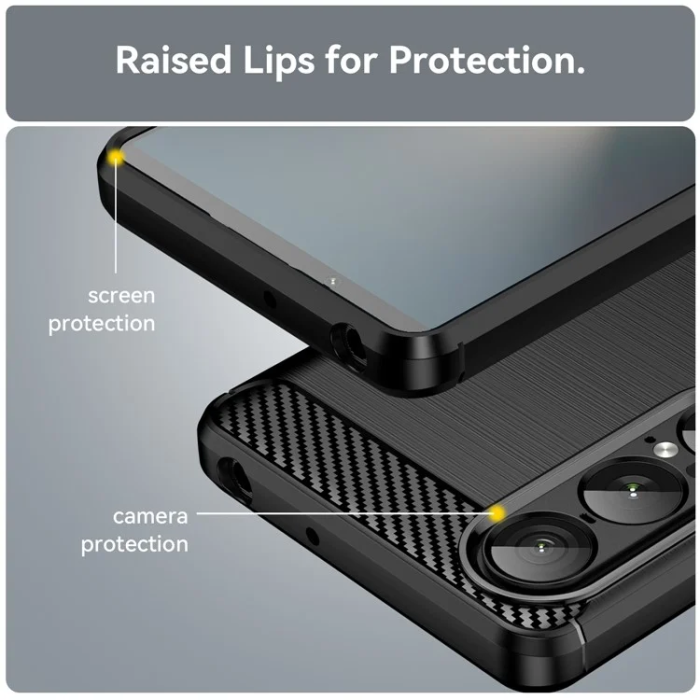 A-One Brand - Sony Xperia 1 VII Mobilskal Carbon Fiber Texture - Svart