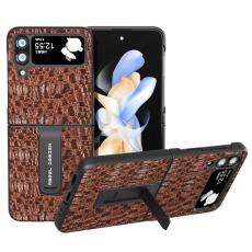 ABEEL - ABEEL Mobilskal till Galaxy Z Flip4 5G i &auml;kta l&auml;der och PC - Brun