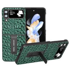 ABEEL - ABEEL Mobilskal till Galaxy Z Flip4 5G Skyddande &Auml;kta L&auml;der Gr&ouml;n