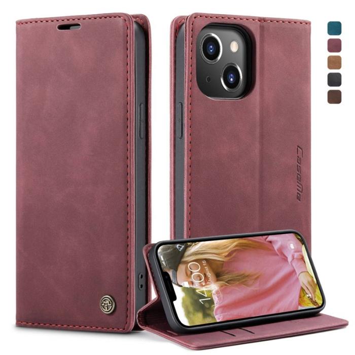 Caseme - CASEME 013 Design Plånboksfodral i Konstläder för iPhone 13 - Röd
