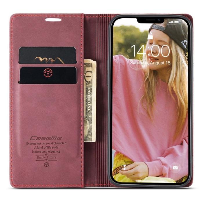 Caseme - CASEME 013 Design Plånboksfodral i Konstläder för iPhone 13 - Röd