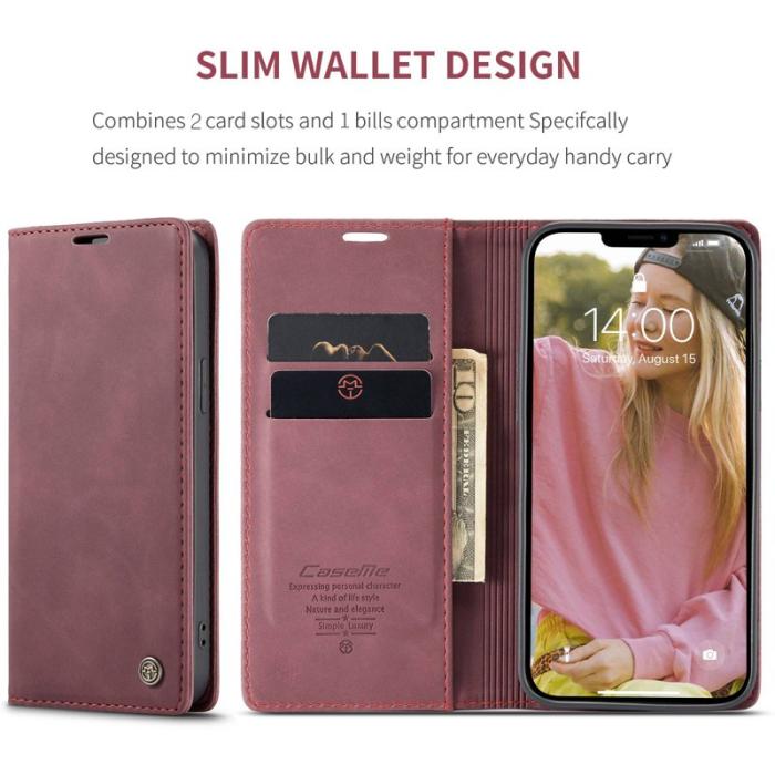 Caseme - CASEME 013 Design Plånboksfodral i Konstläder för iPhone 13 - Röd
