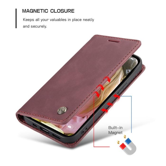 Caseme - CASEME 013 Design Plånboksfodral i Konstläder för iPhone 13 - Röd