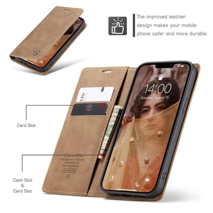 Caseme - CASEME 013 Plånboksfodral i Konstläder för iPhone 13 - Brun