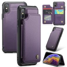 Caseme - CASEME C22 iPhone XS Max Fodral KonstL&auml;der RFID-Skydd- Lila