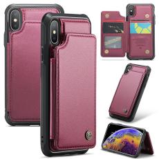 Caseme - CASEME C22 iPhone XS Max Fodral Konstl&auml;der med RFID, R&ouml;d