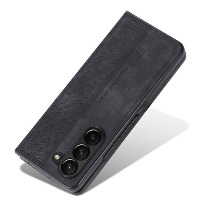 AZNS - AZNS Samsung Galaxy Z Fold5 Plånboksfodral Konstläder - Svart