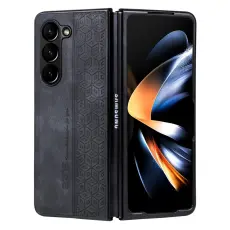 AZNS - AZNS Samsung Galaxy Z Fold5 Fodral KonstL&auml;der - Svart