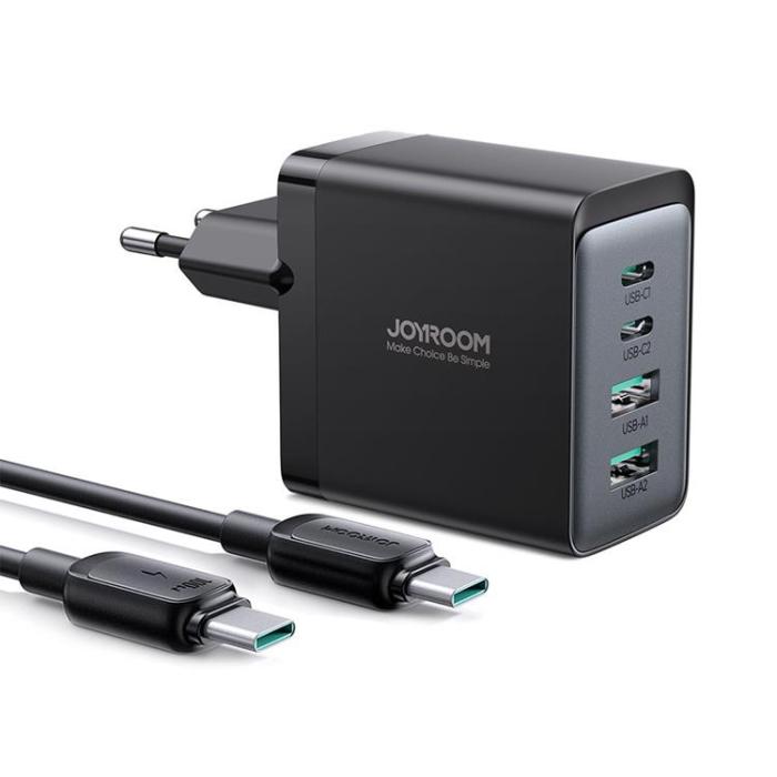 Joyroom - Joyroom Väggladdare 67W 2xUSB-C till 2xUSB-A till USB-C Kabel - Svart