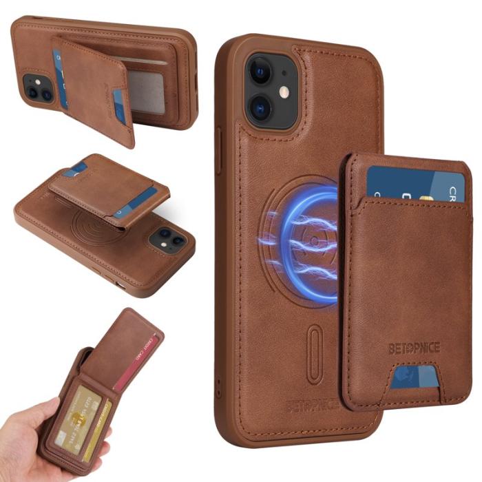 BETOPNICE - BETOPNICE iPhone 11 Fodral KonstLäder - Brun - RFID-Skydd