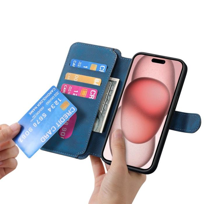 CASENEO - CASENEO iPhone 14 Plus Plånboksfodral Konstläder - Blå
