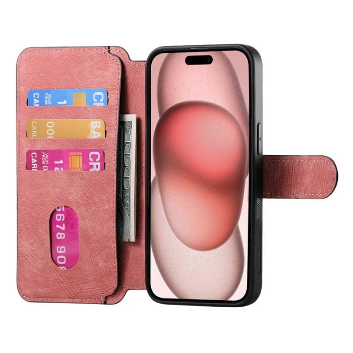 CASENEO - CASENEO iPhone 14 Plus Plånboksfodral Konstläder - Rosa
