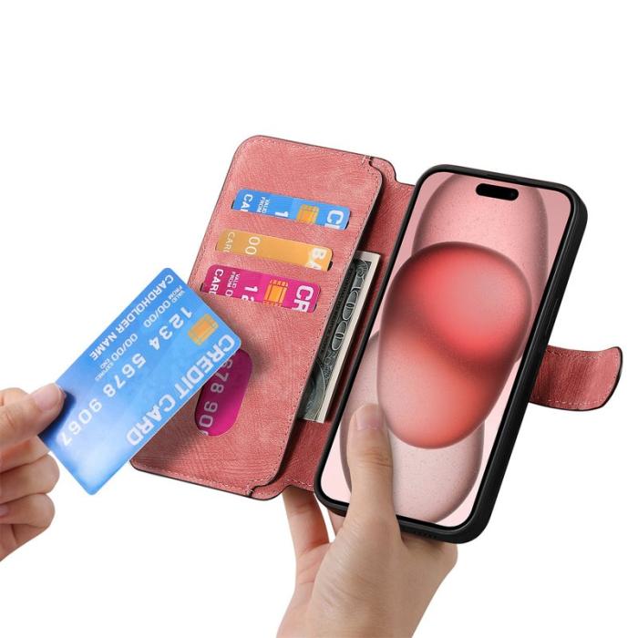 CASENEO - CASENEO iPhone 14 Plus Plånboksfodral Konstläder - Rosa