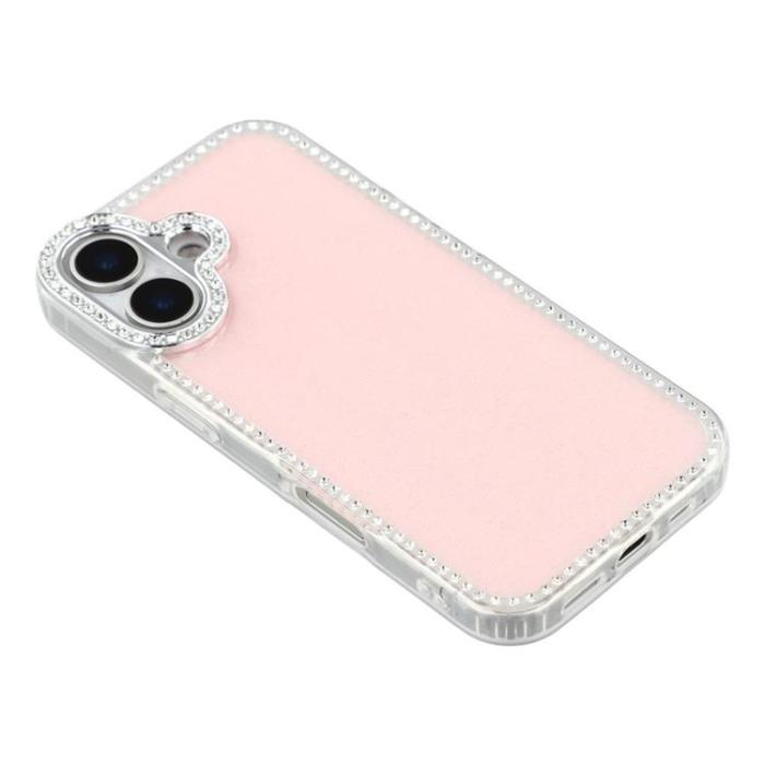 A-One Brand - iPhone 17 Mobilskal Rhinestone Edge - Glitter Ljusrosa