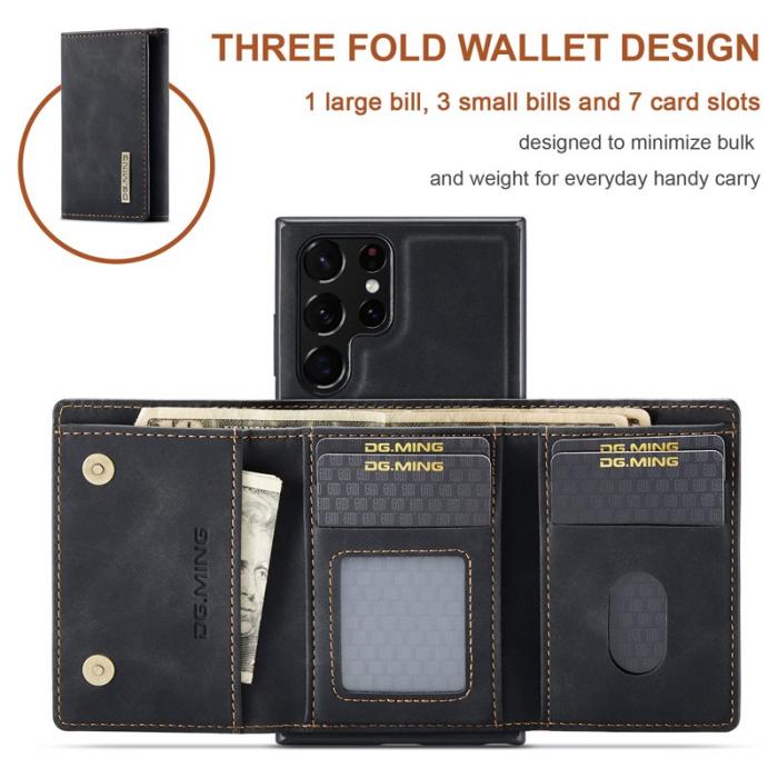 DG.MING - DG.MING Konstläder Plånboksfodral för Samsung Galaxy S24 Ultra - Svart