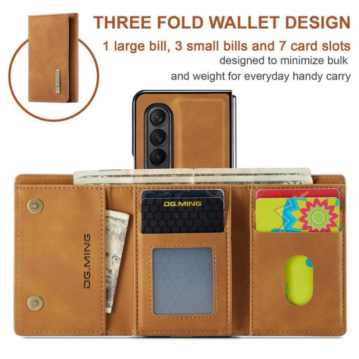 DG.MING - DG.MING Konstläder Plånboksfodral för Samsung Galaxy Z Fold3 5G - Brun