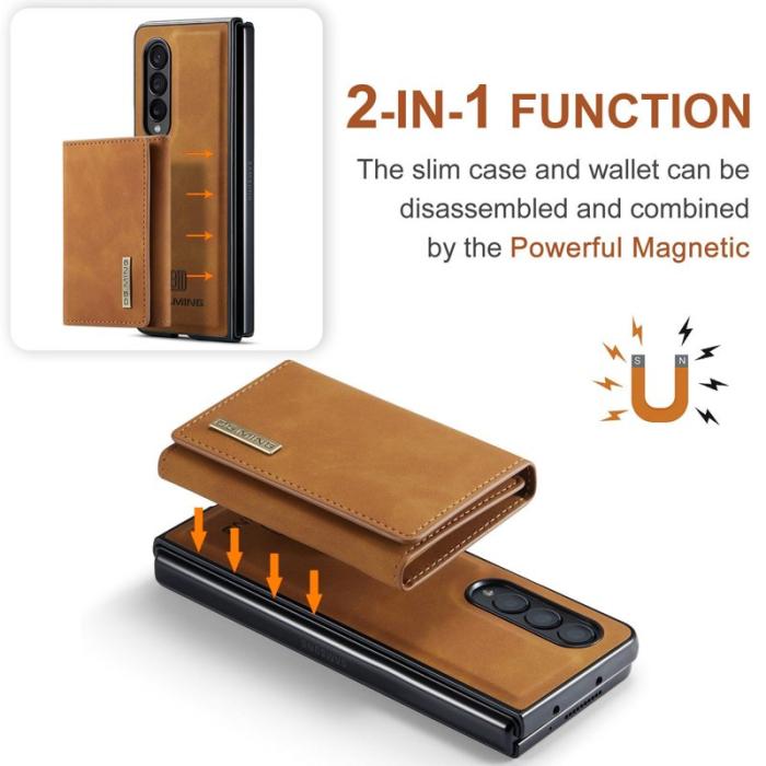DG.MING - DG.MING Konstläder Plånboksfodral för Samsung Galaxy Z Fold3 5G - Brun