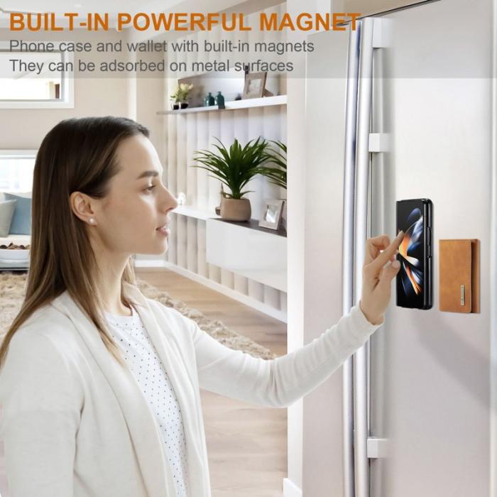 DG.MING - DG.MING Konstläder Plånboksfodral för Samsung Galaxy Z Fold3 5G - Brun