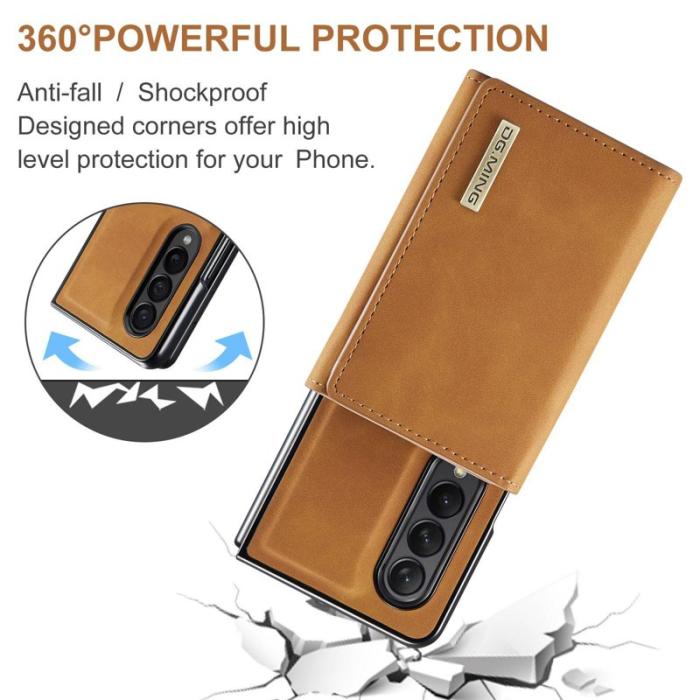 DG.MING - DG.MING Konstläder Plånboksfodral för Samsung Galaxy Z Fold3 5G - Brun