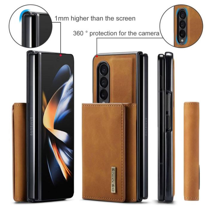 DG.MING - DG.MING Konstläder Plånboksfodral för Samsung Galaxy Z Fold3 5G - Brun