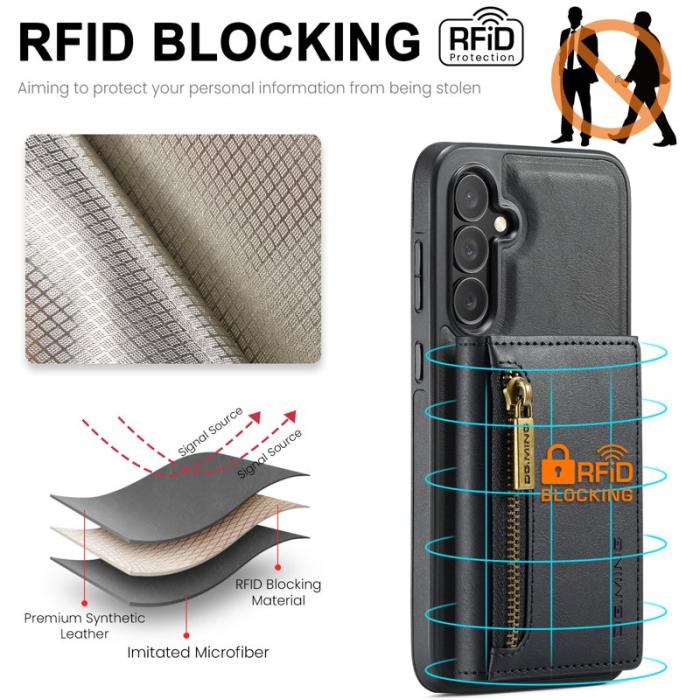DG.MING - DG.MING Konstläder Plånboksfodral för Samsung Galaxy S24 FE - Svart
