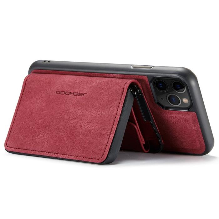 JEEHOOD - JEEHOOD iPhone 11 Pro Max Plånboksfodral Konstläder TPU Röd