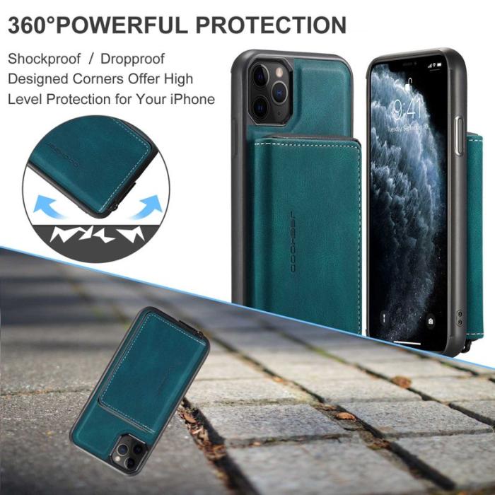 JEEHOOD - JEEHOOD Mobilskal till iPhone 11 Pro Max Konstläder TPU Blå
