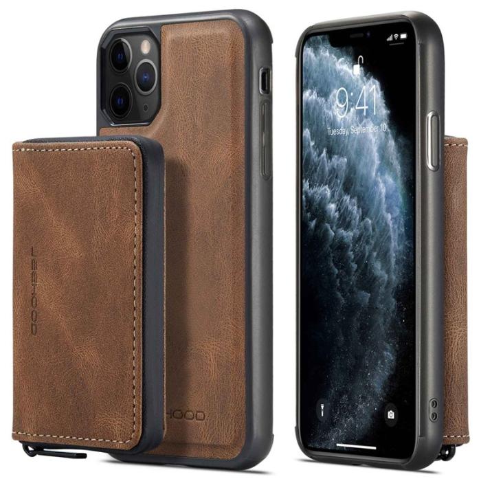 JEEHOOD - JEEHOOD Mobilskal till iPhone 11 Pro Max Konstläder TPU Magnetisk Brun