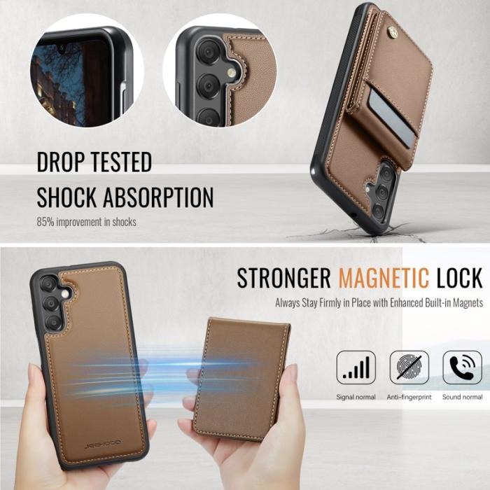 JEEHOOD - JEEHOOD J06 Konstläder fodral till Samsung Galaxy A16 5G/4G - Brun