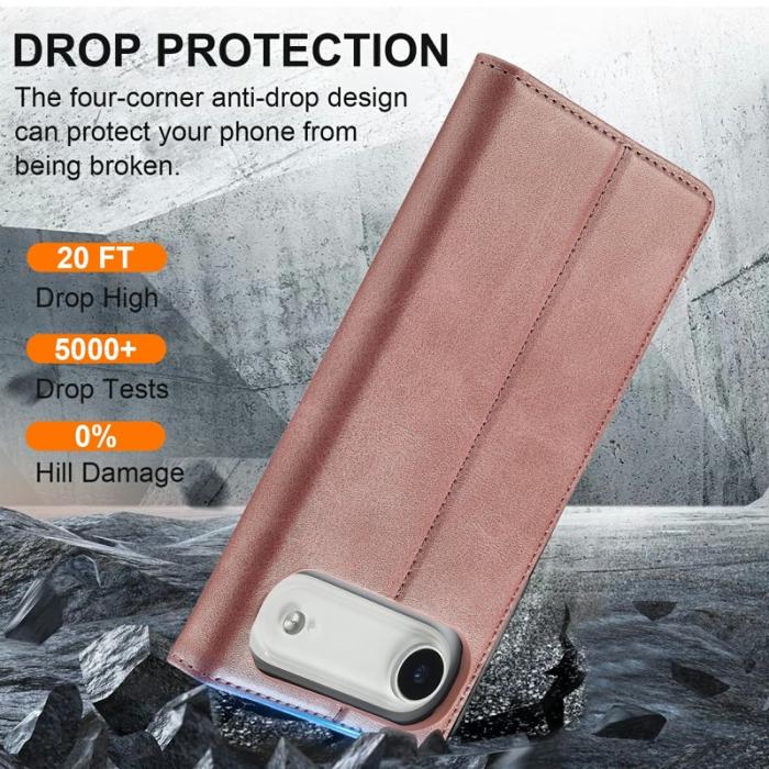 LC.imeeke - LC.IMEEKE iPhone Air Plånboksfodral Konstläder- Roséguld