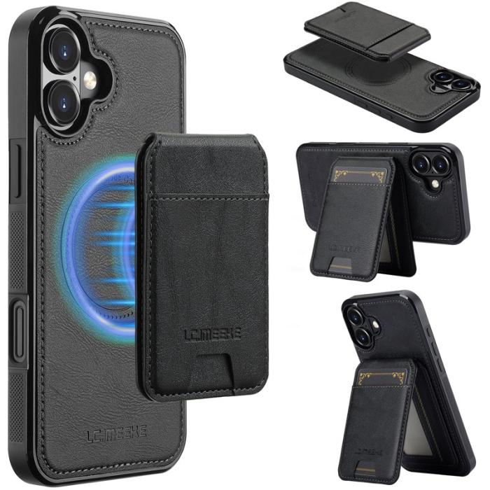 LC.imeeke - LC.IMEEKE L3 iPhone 16 Plus Fodral KonstLäder - Svart