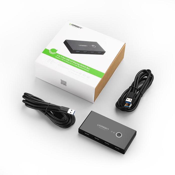 Ugreen - Ugreen Switch Box HUB 4x USB 3.2 Gen 1 USB Splitter - Svart