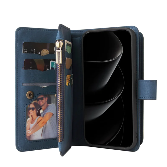 A-One Brand - iPhone 17 Pro Max Konstläder Plånboksfodral Zipper Rem