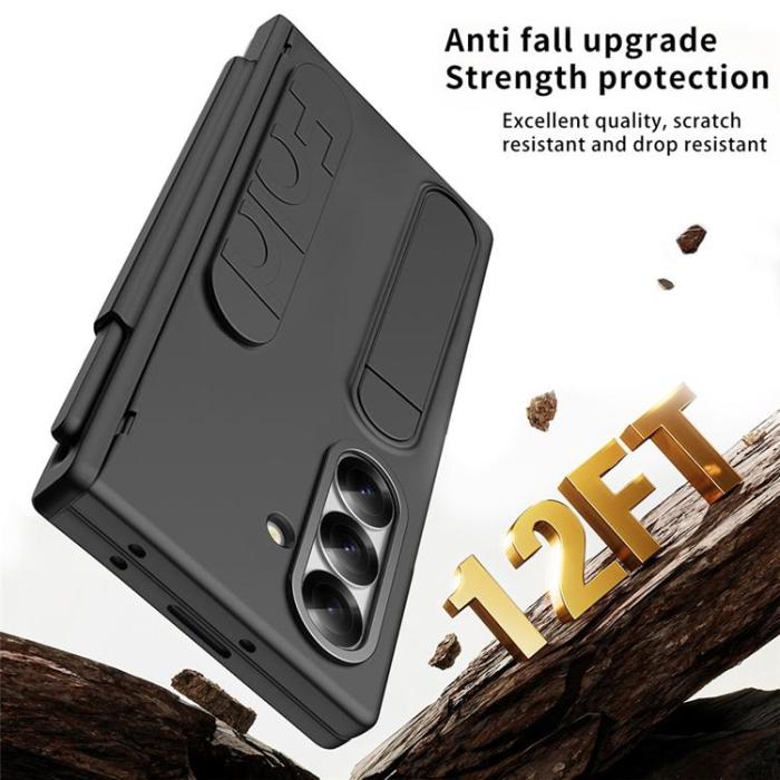 A-One Brand - Mobilskal För Galaxy Z Fold 8 Kortfack Kickstand med Skärmskydd - Svart