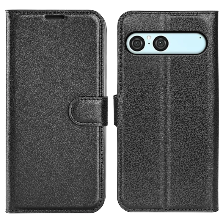 Sony Xperia 10 VII Plånboksfodral Litchi Texture - Svart | 2353 | AlltMobil