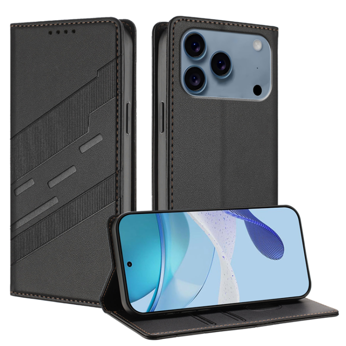 A-One Brand - iPhone 17 Pro Max Plånboksfodral Punk Style Imprinted - Svart