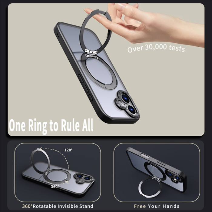 A-One Brand - iPhone 17 Mobilskal Ring Kickstand TPU PC - Svart