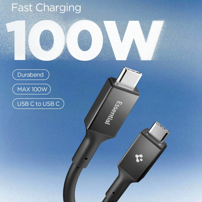 Spigen - Spigen USB-C till USB-C kabel 2m 100W - Svart