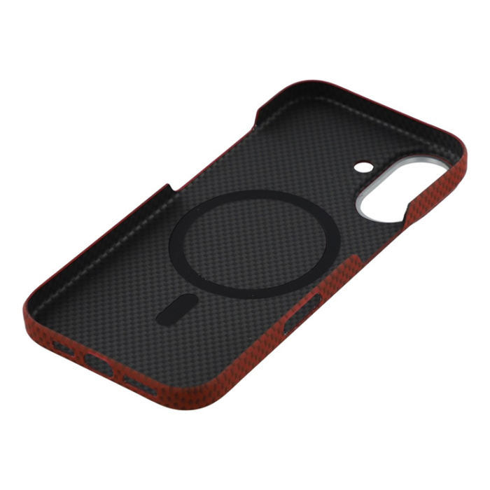 A-One Brand - iPhone 17 Mobilskal MagSafe Carbon Fiber - Röd/Svart