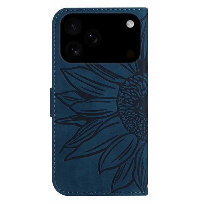 A-One Brand - iPhone 17 Pro Max Plånboksfodral Sunflower Imprint - Mörkblå