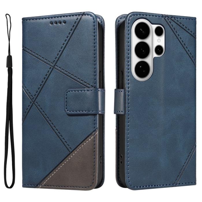 OEM - Samsung Galaxy S26 Ultra Fodral Äkta Läder Geometrisk Design - Blå