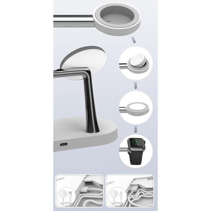 UTGATT - Tech-Protect 3-i-1 Magsafe Trådlös Laddare iPhone, Apple Watch, Airpods - Vit